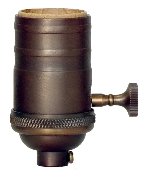 Socket - Dark Antique Solid Brass - Turn Knob - 4pc - With Set Screw