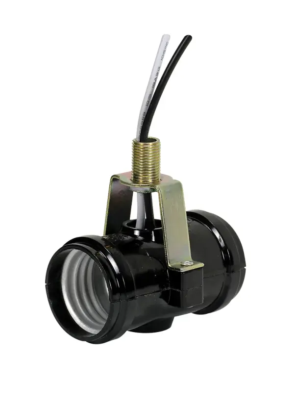 Phenolic Twin Cluster - 1-3/8" x 1/8 IP Threaded Top Bracket - 12" AWM B/W Leads 105C - 1/2" Nipple - 660W - 250V