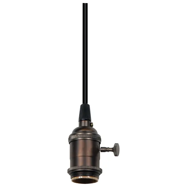 Medium base lampholder - 4pc. Solid brass - prewired - On/Off - Uno ring - 6ft. 18/2 SVT Black Cord - Dark Antique Brass finish