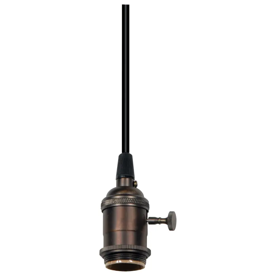 Medium base lampholder - 4pc. Solid brass - prewired - On/Off - Uno ring - 6ft. 18/2 SVT Black Cord - Dark Antique Brass finish