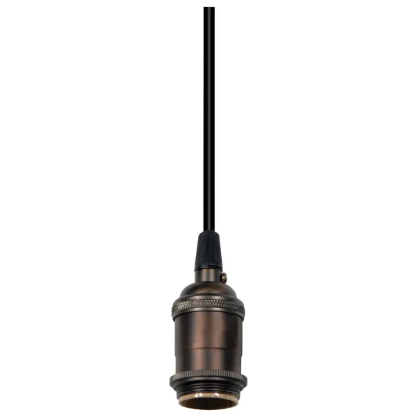 Medium base lampholder - 4pc. Solid brass - prewired - Uno ring - 10ft. 18/2 SVT Black Cord - Dark antique brass finish