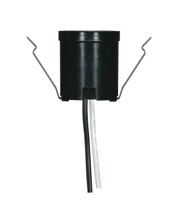 Snap-In Socket With Top Rim And For 3-1/4" - 4" Holders - 9" AWM B/W Leads 105C - 1-1/2" Height - 1-1/4" Diameter - 660W - 250V