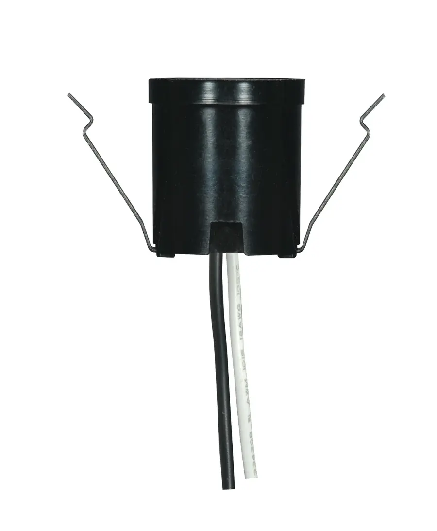 Snap-In Socket With Top Rim And For 3-1/4" - 4" Holders - 9" AWM B/W Leads 105C - 1-1/2" Height - 1-1/4" Diameter - 660W - 250V