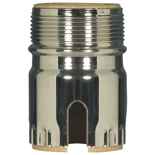 3 Piece Solid Brass Shell With Paper Liner - Polished Nickel Finish - Pull Chain / Turn Knob With Uno Thread
