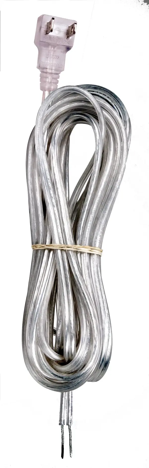 Cord Set - Silver - With Flat Plug - 20 Foot