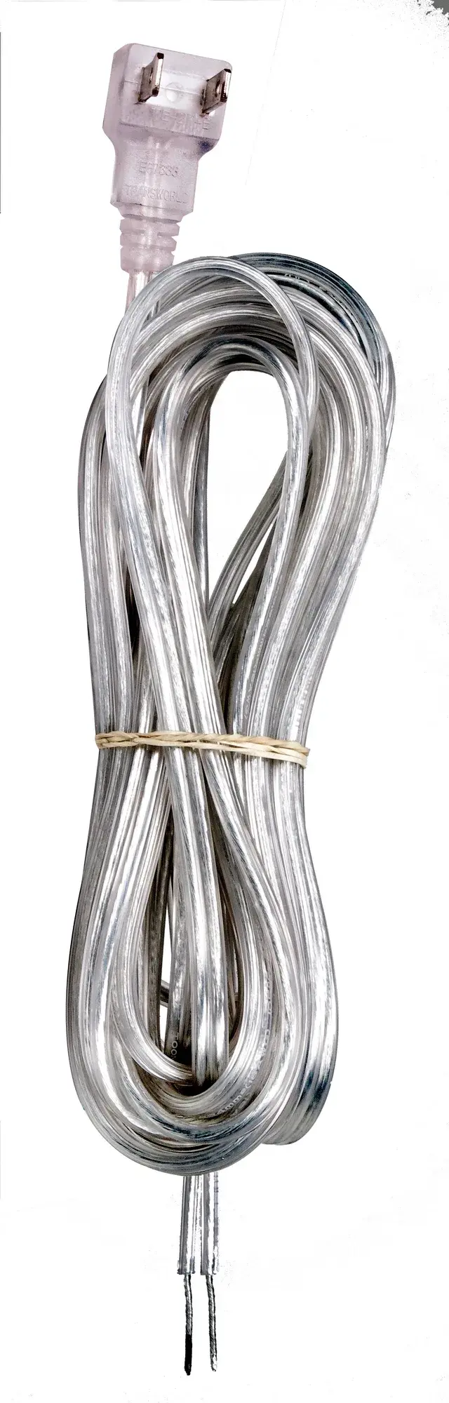 Cord Set - Silver - With Flat Plug - 20 Foot