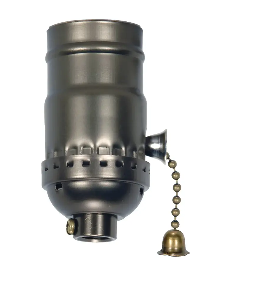 On-Off Pull Chain Socket - 1/8 IPS - Aluminum - Antique Brass Finish - 660W - 250V