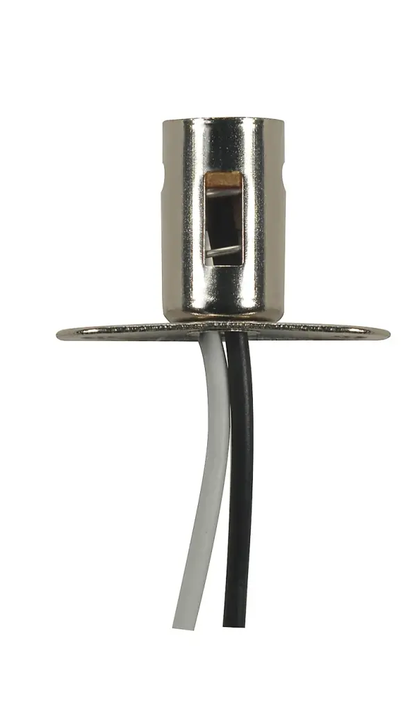 Bayonet Base Single Contact Socket - BA15S - Flat Mounting Bracket - 1" H Bracket - 1-11/16" Width - 500W - 125V
