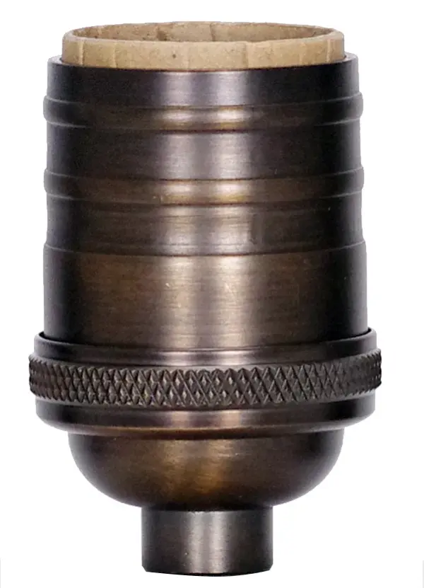 Short Keyless Socket - 1/8 IPS - 4 Piece Stamped Solid Brass - Dark Antique Brass Finish - 660W - 250V