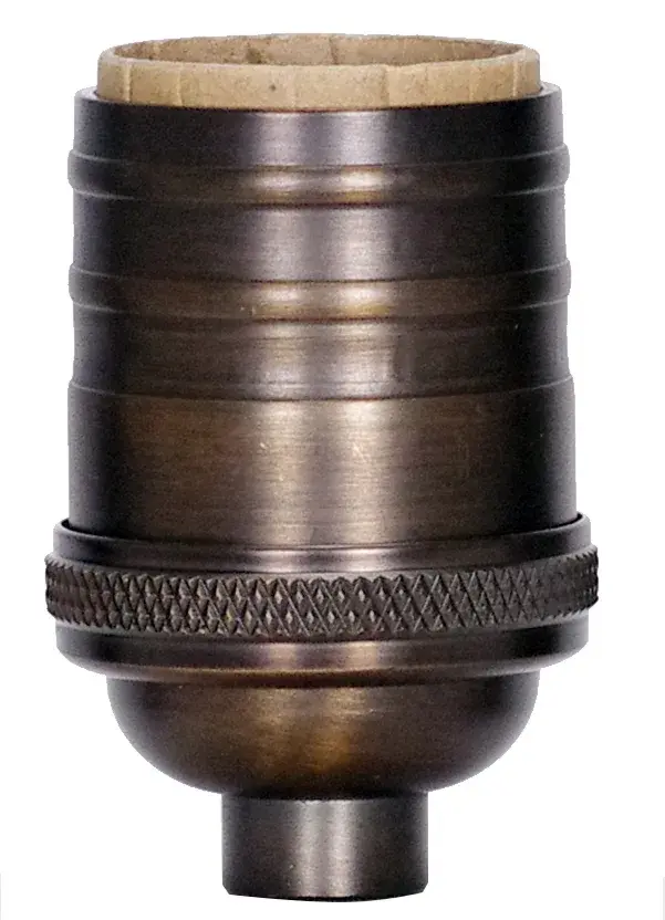 Short Keyless Socket - 1/8 IPS - 4 Piece Stamped Solid Brass - Dark Antique Brass Finish - 660W - 250V