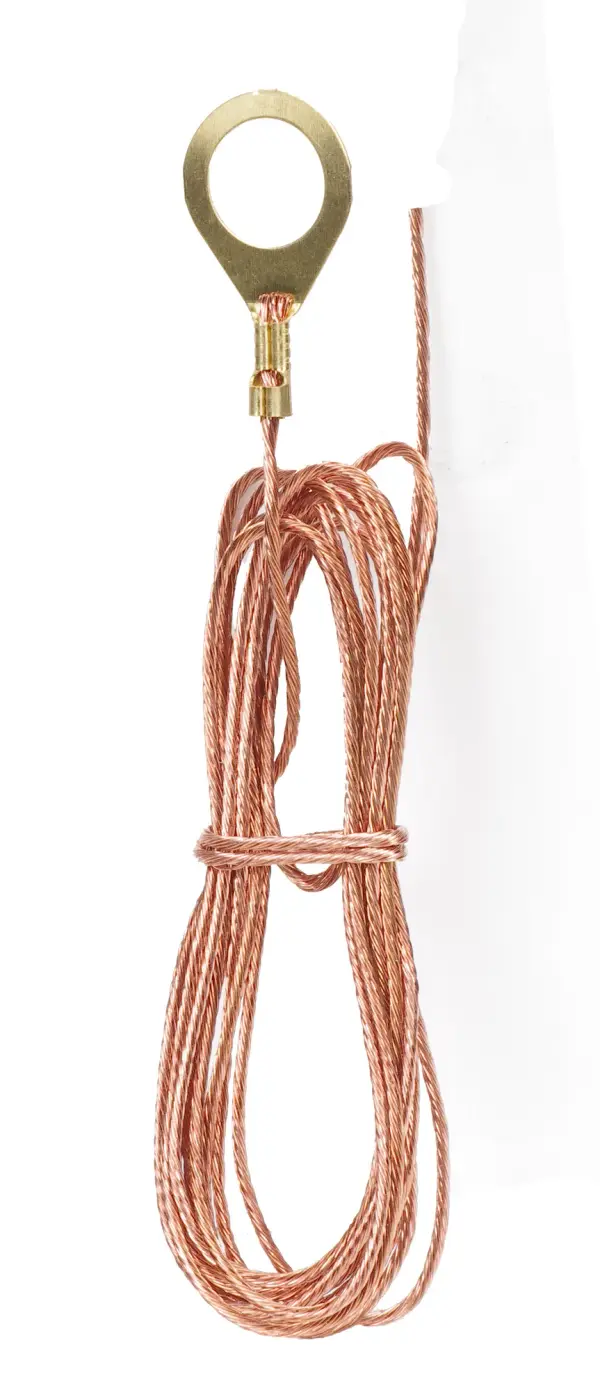 6 Foot 18/1 Bare Copper Ground Wire - 1/8 IP Round Ground Lug
