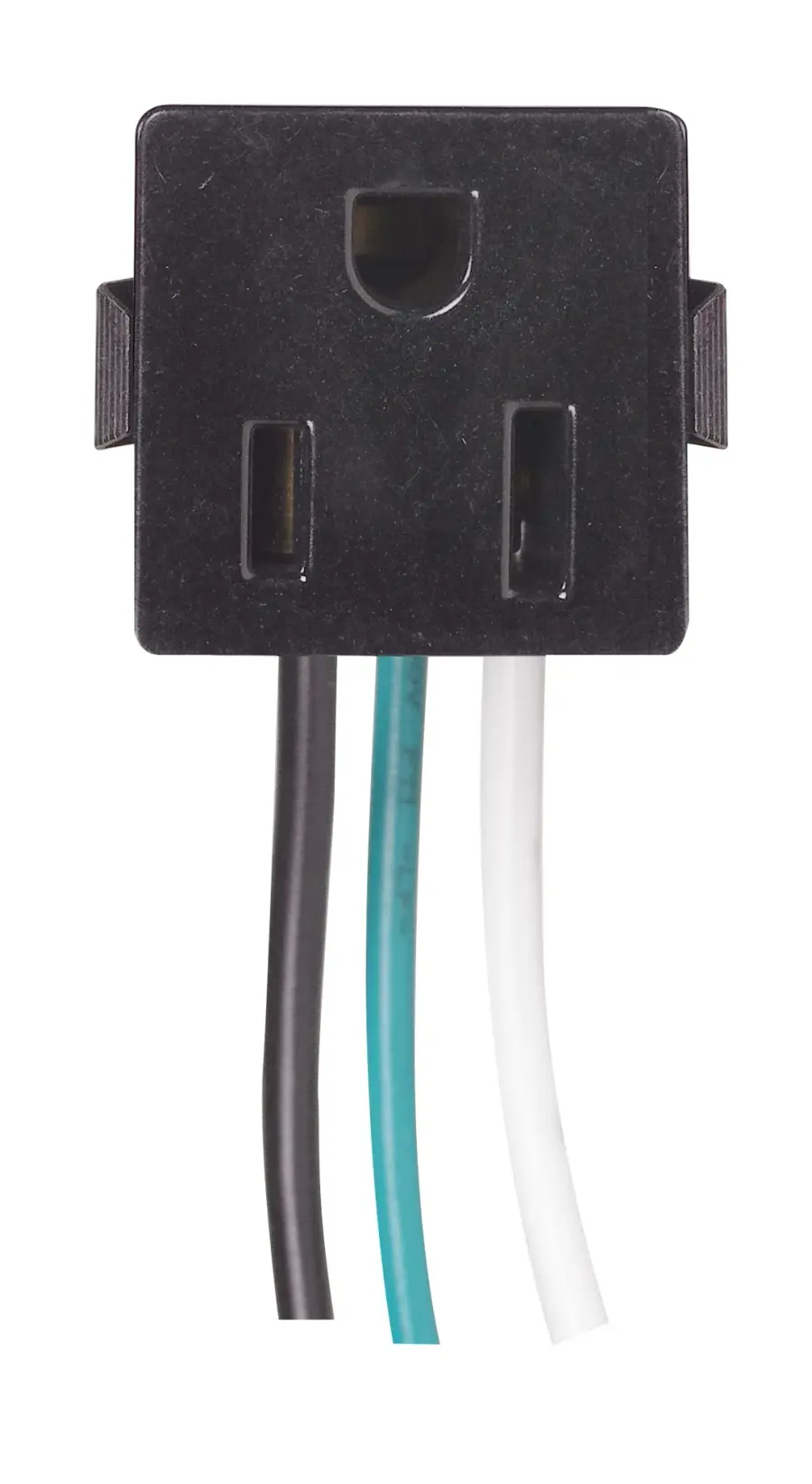 Snap In Receptacle - Black Finish - 6 Inch Leads - Ring Terminal