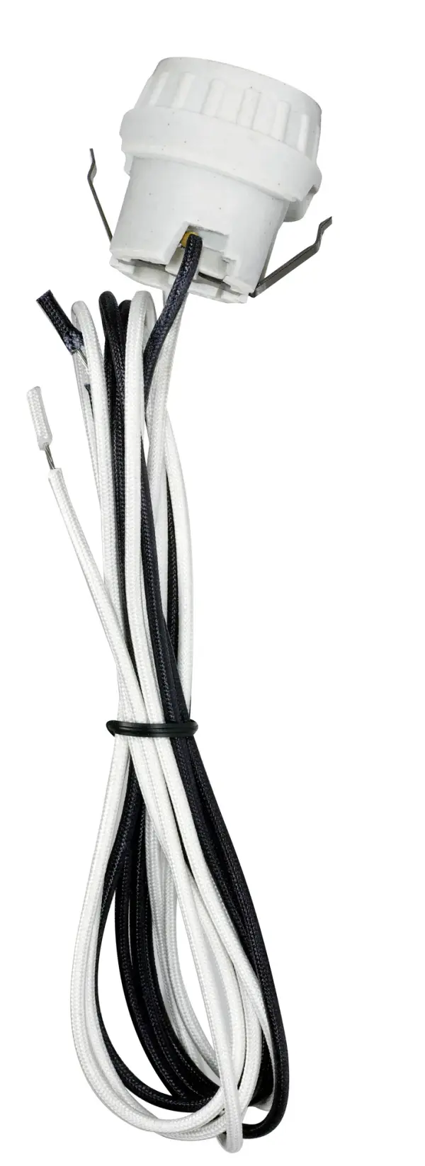 Keyless Porcelain Socket With Double Snap-In Clip - 60" High Temperature Leads - Unglazed - 660W - 250V