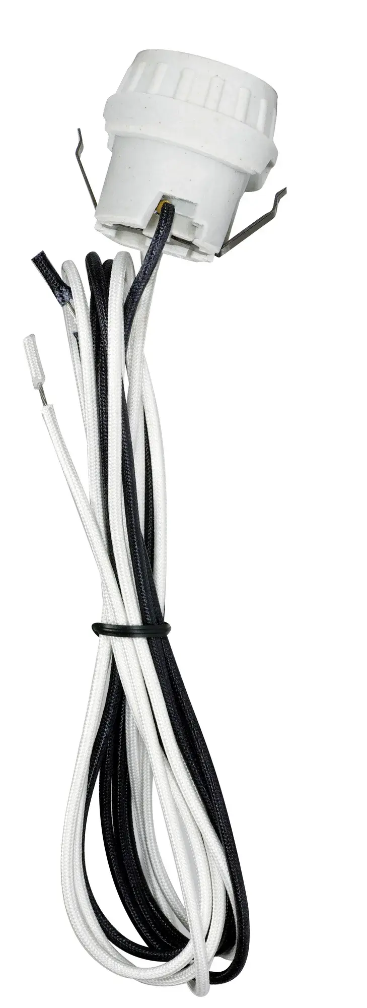 Keyless Porcelain Socket With Double Snap-In Clip - 60" High Temperature Leads - Unglazed - 660W - 250V