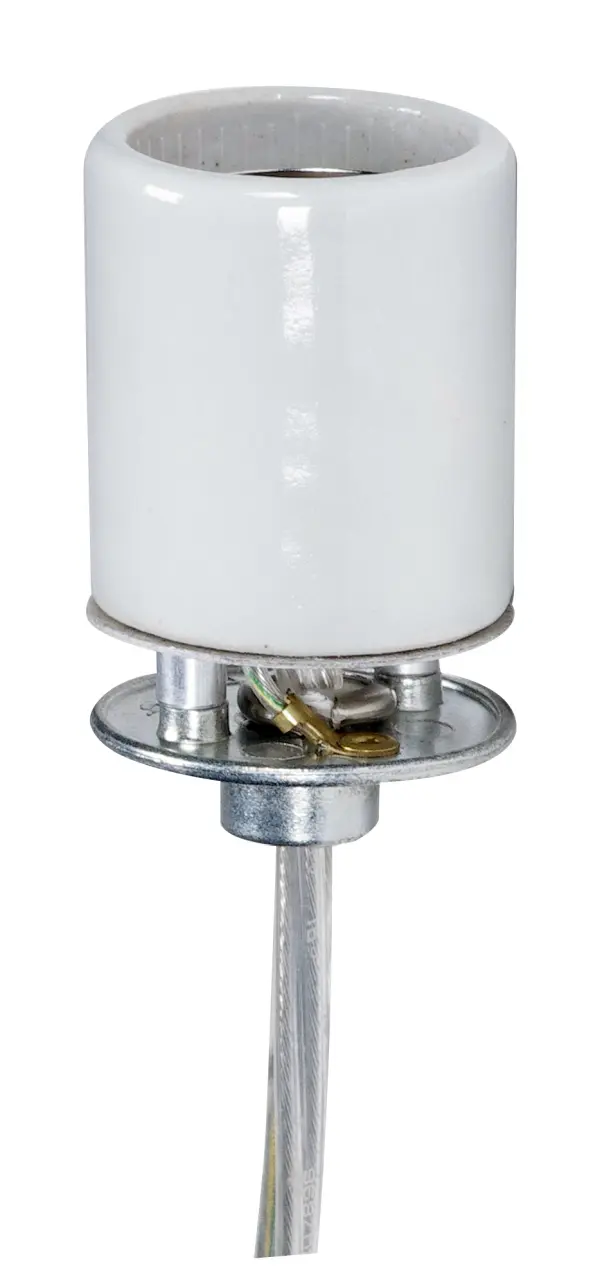 Keyless Porcelain Socket With 1/8 IPS Cap - 6" 18/3 SVT Silver 105C - CSSNP Screw Shell - Glazed - 660W - 250V