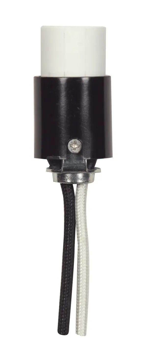 Candelabra Socket With Leads - 1-7/8" Height - 3/4" Diameter - 24" #18 SF-1 B/W Leads 205C - 75W - 125V