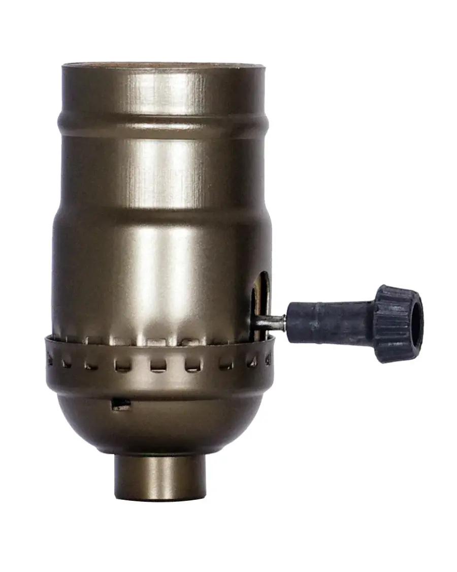 On-Off Turn Knob Socket With Removable Knob - 1/8 IPS - Aluminum - Antique Brass Finish - 250W - 250V