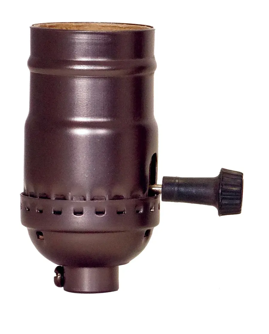 On-Off Turn Knob Socket With Removable Knob - 1/8 IPS - Aluminum - Dark Antique Brass Finish - 250W - 250V