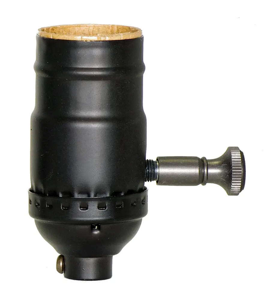 150W Full Range Turn Knob Dimmer Socket - 1/8 IPS - 3 Piece Stamped Solid Brass - Dark Antique Brass Finish - 120V