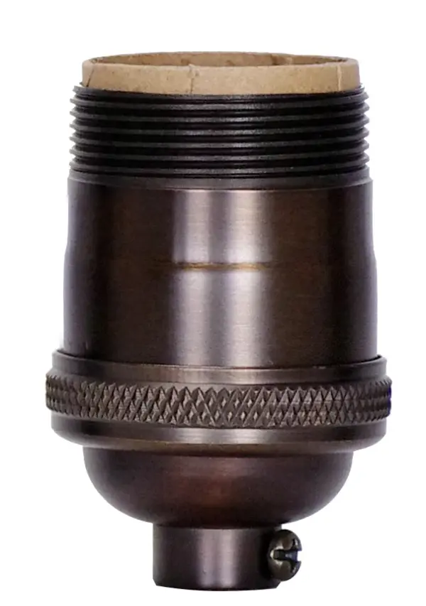 Short Keyless Socket - 1/8 IPS - 4 Piece Stamped Solid Brass - Dark Antique Brass Finish - 660W - 250V - Uno Thread