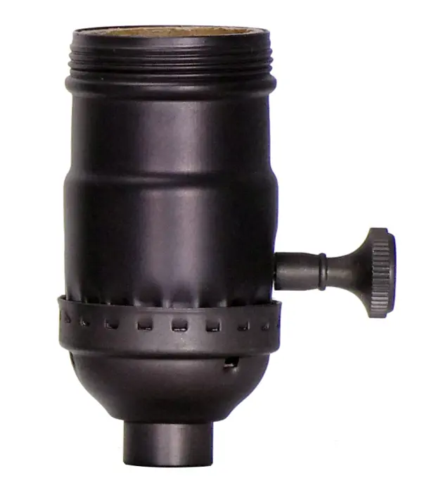 3-Way (2 Circuit) Turn Knob Socket With Removable Knob - 1/8 IPS - 3 Piece Stamped Solid Brass - Dark Antique Brass - 250W - 250V
