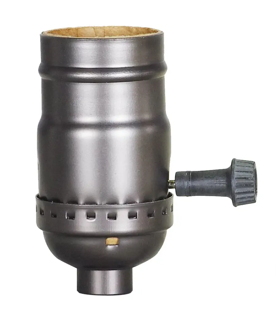 On-Off Push Thru Socket With Side Outlet - For SPT-2 - 1/8 IPS - Aluminum - Antique Brass Finish - 660W - 250V