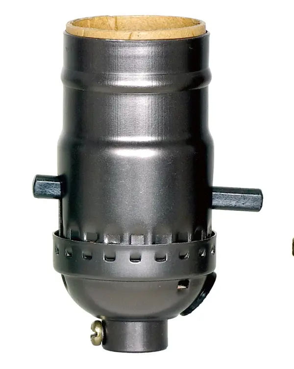 On-Off Push Thru Socket With Side Outlet - For SPT-2 - 1/8 IPS - Aluminum - Dark Antique Brass Finish - 660W - 250V