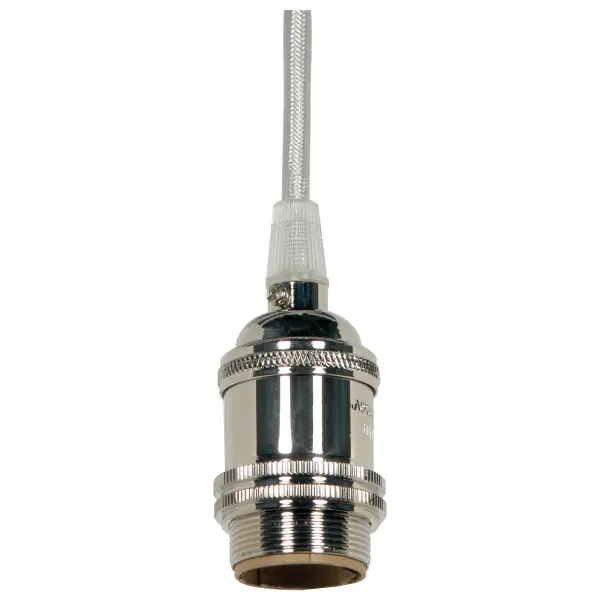 Medium base lampholder - 4pc. Solid brass - prewired - Uno ring - 10ft. 18/2 SVT Silver Cord - Polished Nickel finish