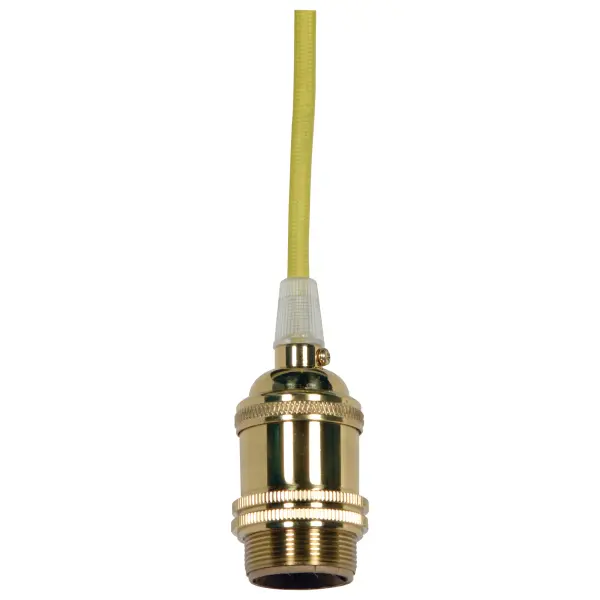 Medium base lampholder - 4pc. Solid brass - prewired - Uno ring - 10ft. 18/2 SVT Lemon Cord - Polished brass finish