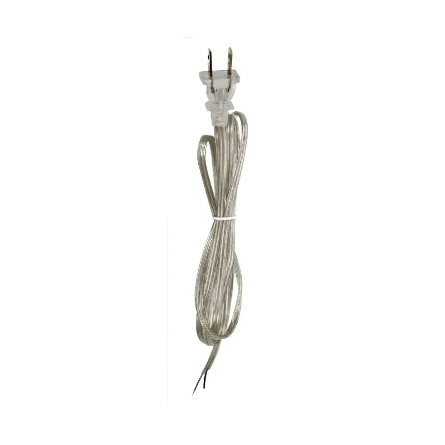 6 Foot 18/2 SPT-1 105C Cord Set - Silver Finish - 24" Hank - 200 Carton - Molded Polarized Plug - Tinned Tips 3/4" Strip With 2" Slit