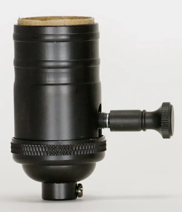 150 Full Range Turn Knob Dimmer Socket With Removable Knob - 1/8 IPS - 4 Piece Stamped Solid Brass - Black Finish - 150W - 120V