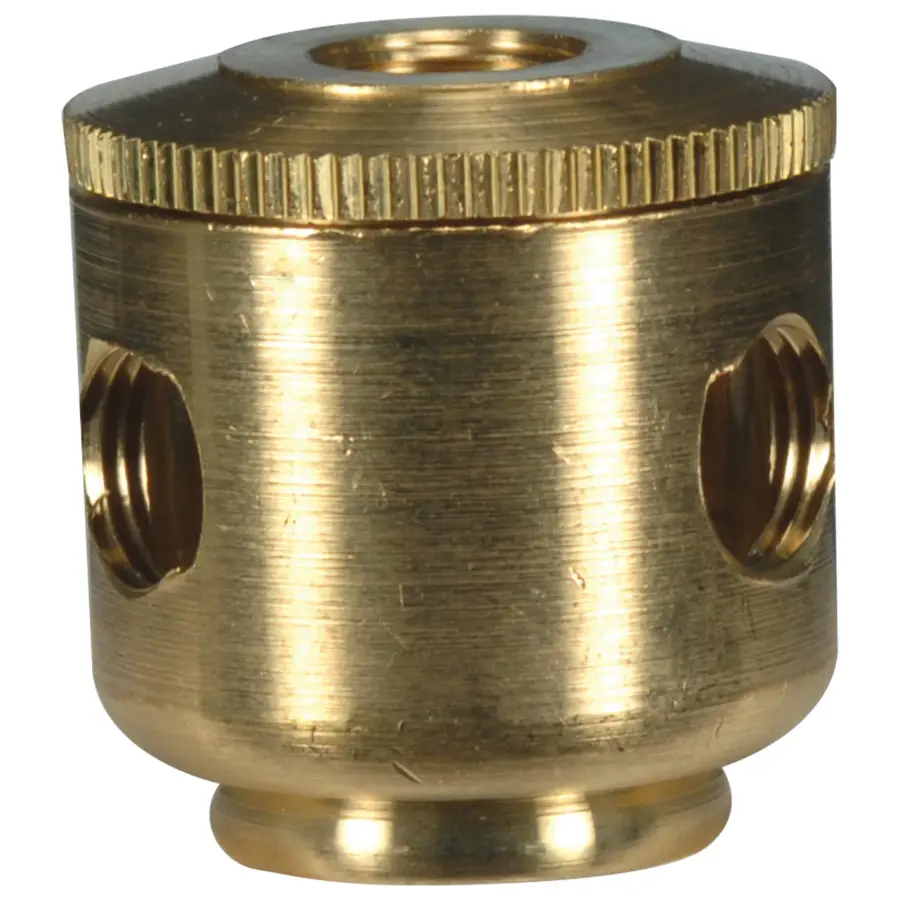 Brass Cluster Body - 3 Light - Unfinished - 1/8 IP Top And Bottom - Tapped With Three 1/8 IP Holes