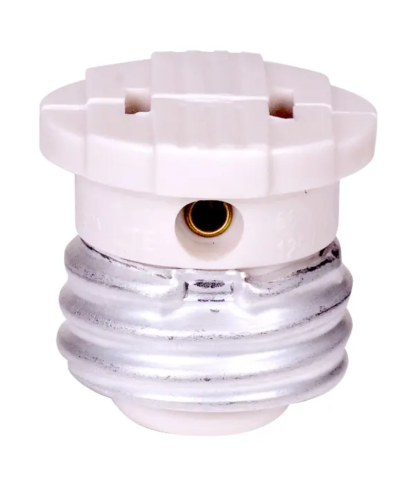 Polarized Socket Plug Adapter - Medium Base - 660W - 125V - White Finish