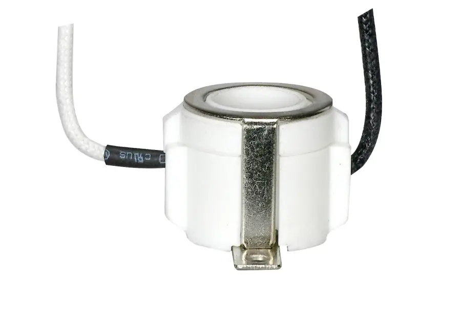 Mini Can Halogen Socket - Side Wired - E11 Base - Screw Mount Bracket - 18" Leads - 3/4" Height - 11/16" Diameter - 1000W - 250V