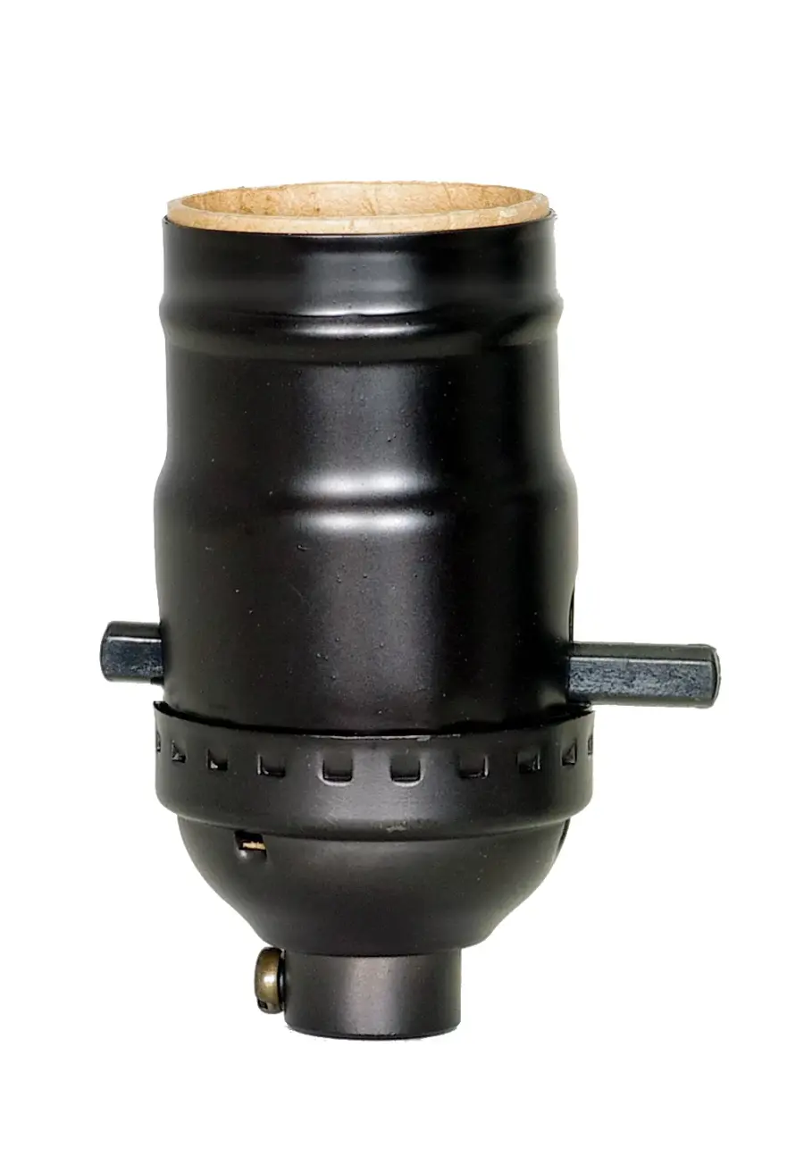On-Off Push Thru Socket - 1/8 IPS - 3 Piece Stamped Solid Brass - Dark Antique Brass Finish - 660W - 250V