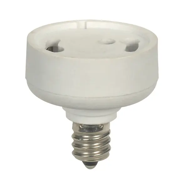 White E12 To GU24 Adapter - Candelabara To GU24 With Locking Device Reducer - 3/4" Overall Extension - 75W - 125V