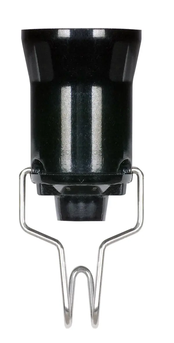 Pressure Fit Candelabra Base Socket - Pin Socket - Pressure Fit - Phenolic - 1-1/4" Height - 3/4" Diameter - 60W - 125V - With Hook