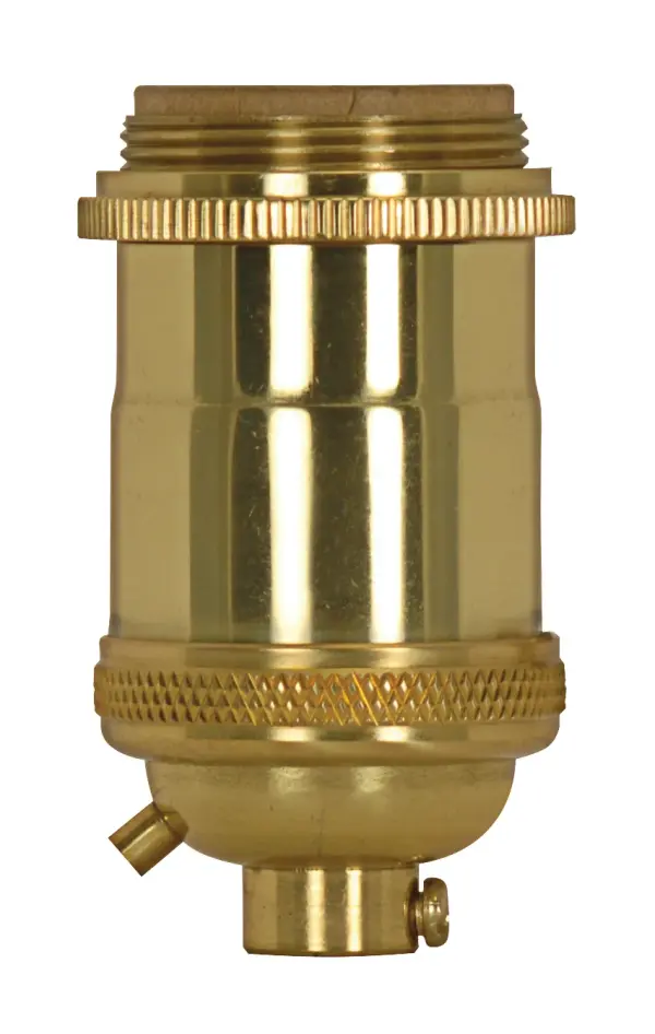 Medium base lampholder - 4pc. Solid brass - Keyless - 2 Uno rings - Polished brass finish