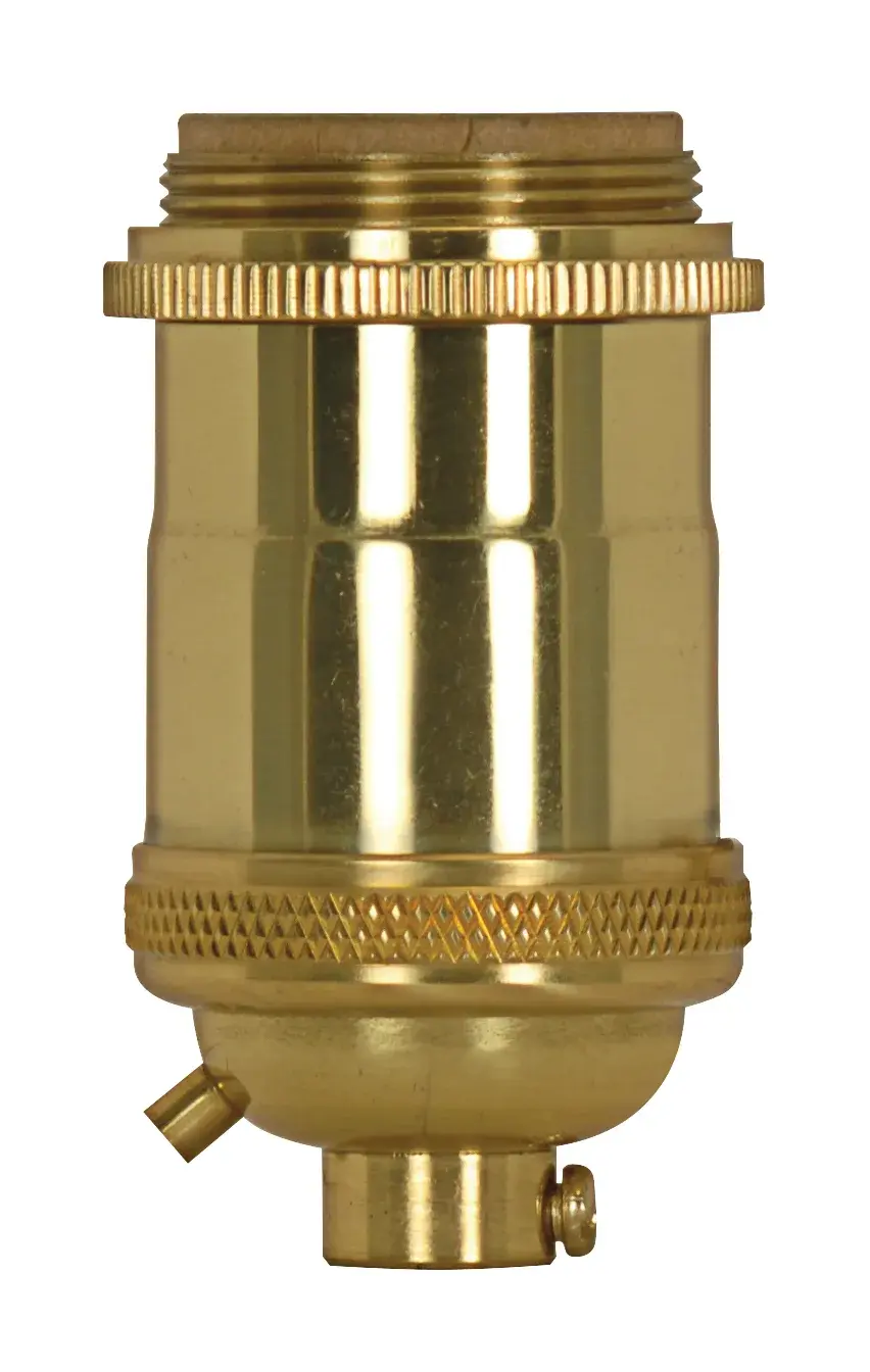 Medium base lampholder - 4pc. Solid brass - Keyless - 2 Uno rings - Polished brass finish