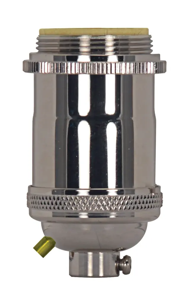 Medium base lampholder - 4pc. Solid brass - Keyless - 2 Uno rings - Polished nickel finish
