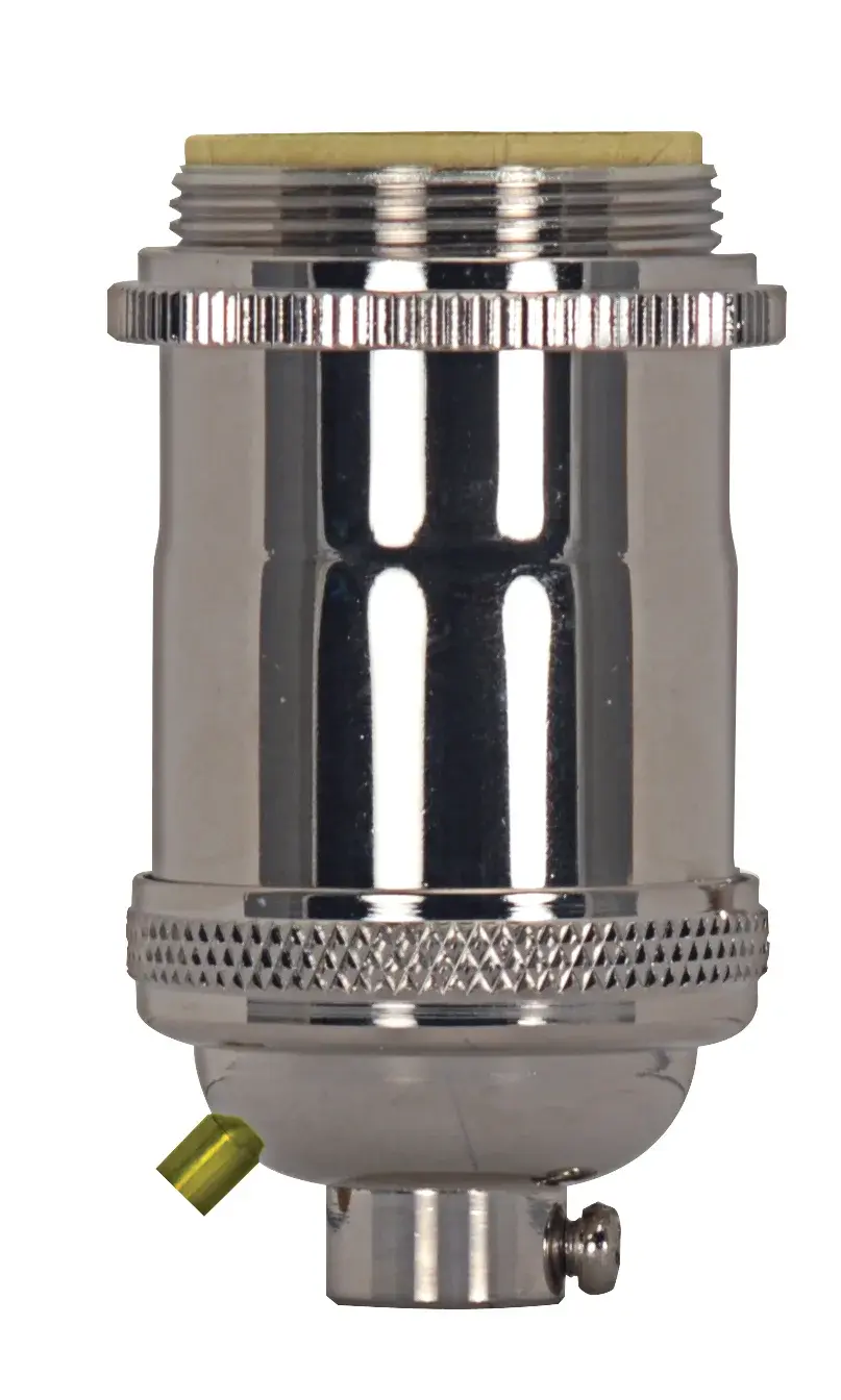 Medium base lampholder - 4pc. Solid brass - Keyless - 2 Uno rings - Polished nickel finish
