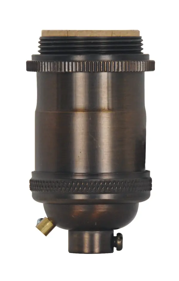 Medium base lampholder - 4pc. Solid brass - Keyless - 2 Uno rings - Antique brass finish