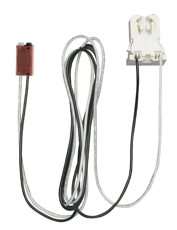 1-Light ballast bypass wiring harness for linear LED T8 lamps