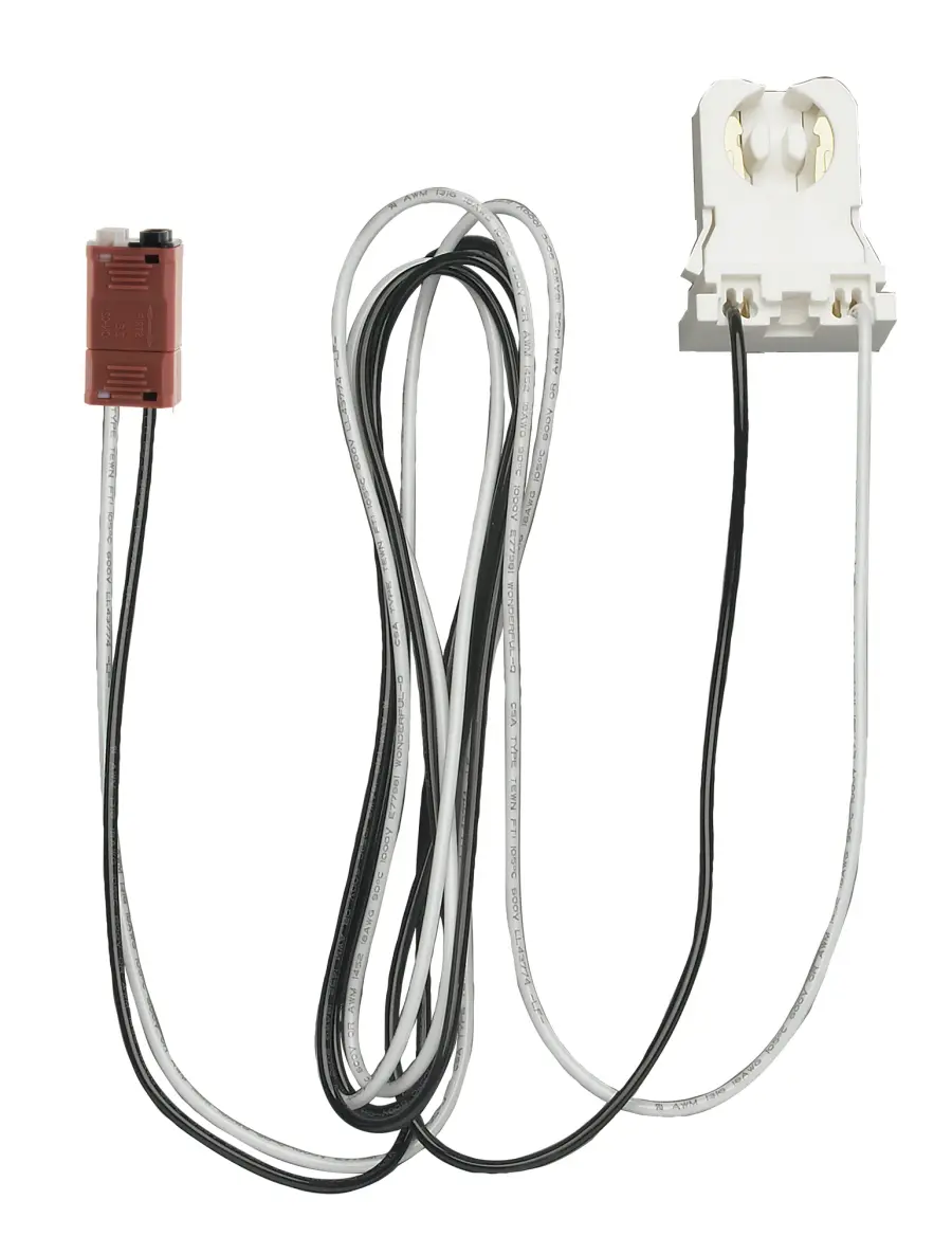 1-Light ballast bypass wiring harness for linear LED T8 lamps