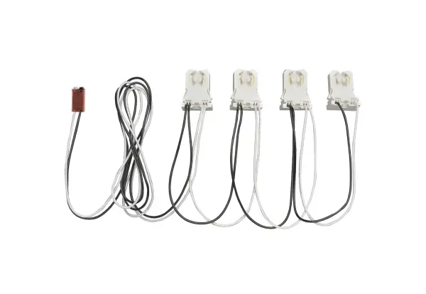 4-Light ballast bypass wiring harness for linear LED T8 lamps
