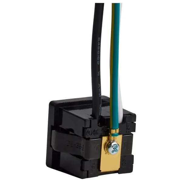 Satco's outlet converter is the ideal way to change the voltage of your electronic device. With 6 inch black and white inch 14 gauge leads. Also includes 6 inch 16 gauge green lead. - alternate view
