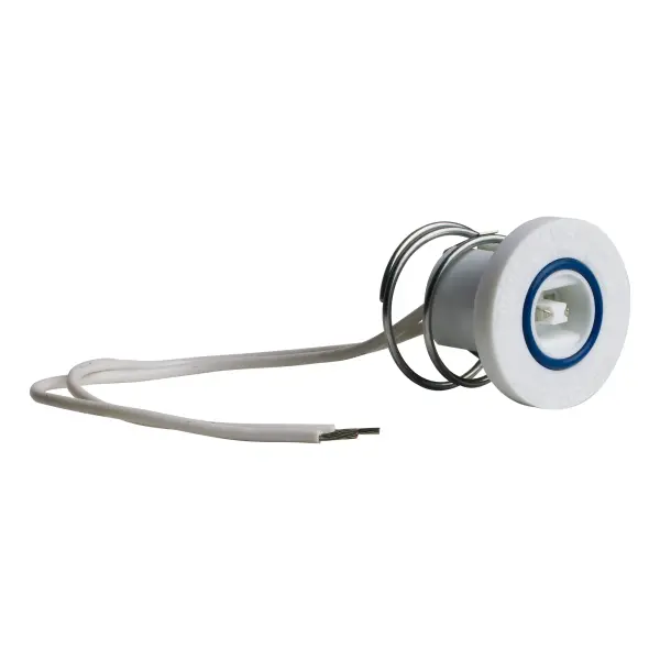 Satco's recessed double contact lamp holder will isolate the face of the socket from the ground. Featuring a 9-inch white wire, this plastic lamp holder has no metal clips, so there will be no corrosion or electrical grounding. Reduce the risk of unwanted shorts with this double contact lamp holder.