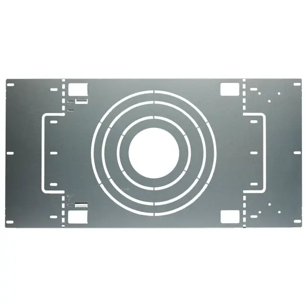 The SATCO NUVO Rough-In Mounting Plate provides a secure, reliable solution for pre-installing 4, 6, 8 and 10 inch commercial downlight fixtures. Its durable silver construction ensures precise alignment and easy installation for new construction projects. - alternate view