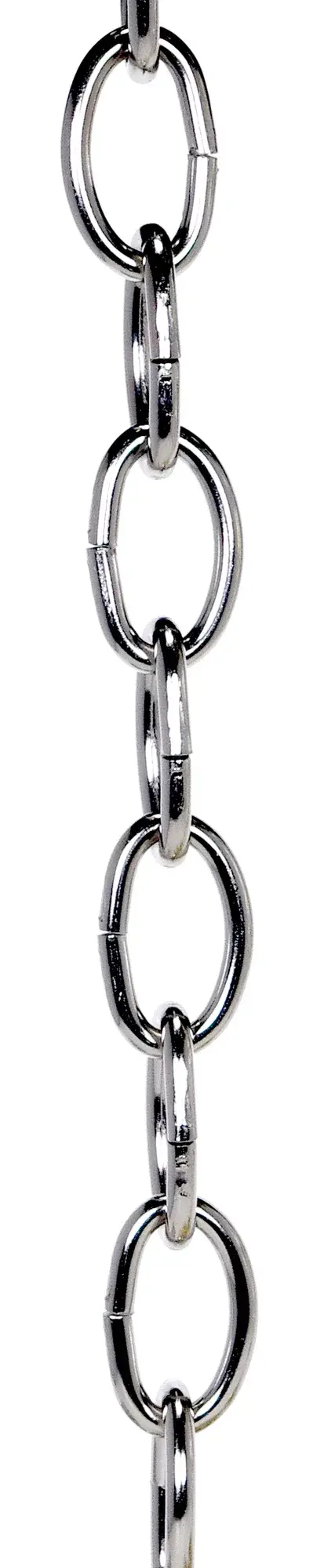 4 Gauge Chain - Nickel Finish - 1-3/4" Link Length - 1-1/8" Link Width, 1/4" Thick - 1 Yard Length, 50 Yards/Carton - 50lbs Max