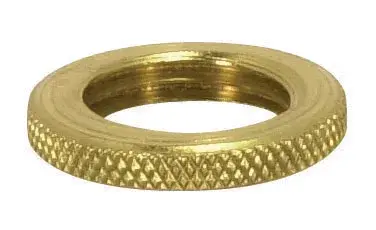Brass Round Knurled Locknut - 9/16" Diameter - 1/8 IP - 3/32" Thick - Burnished And Lacquered